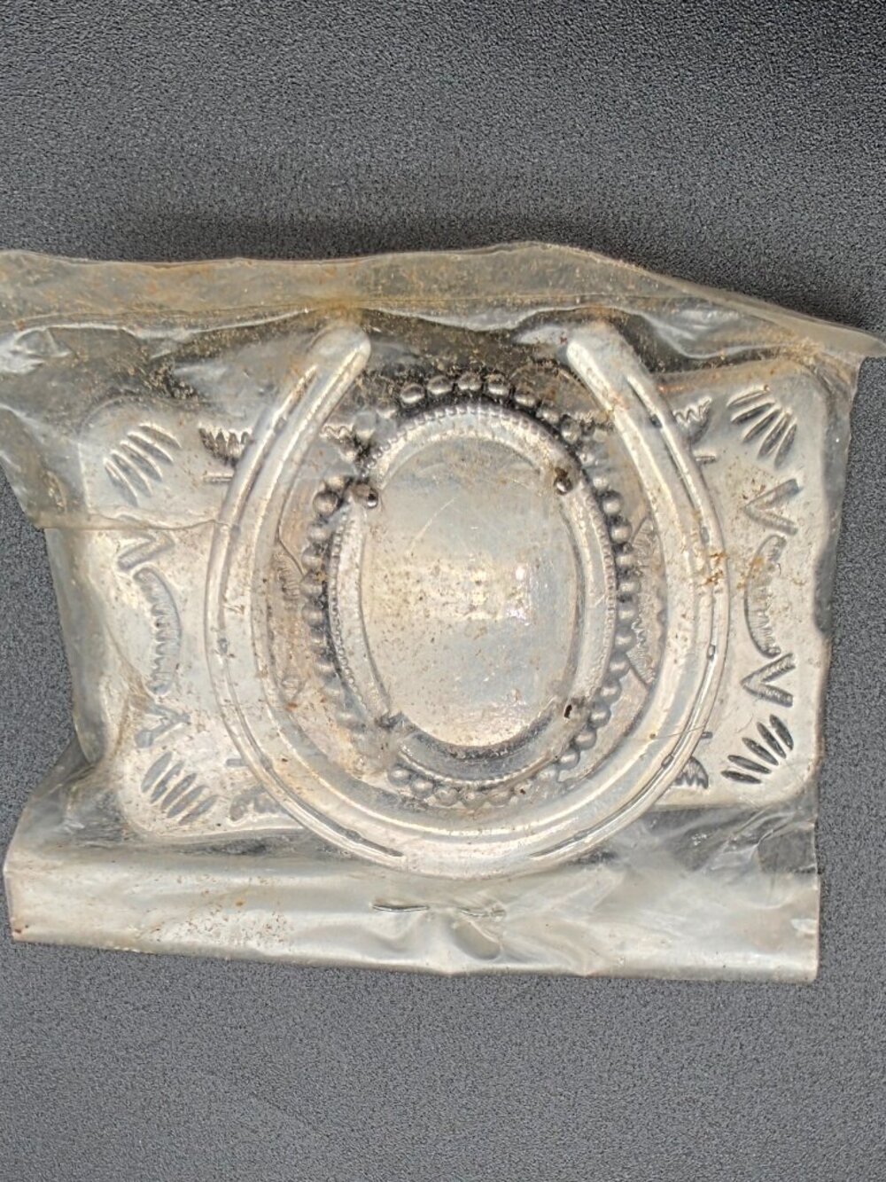 Western horseshoe Belt Buckle Silver Floral Oval 30x40mm Gemstone Setting Metal